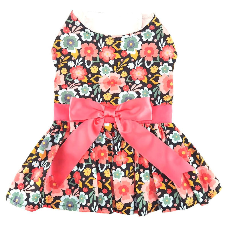 Blooming Blue and Peach Floral Harness Dress with Leash