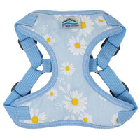 Blue Daisy Print & Mesh Wrap and Snap Choke Free Step In Harness