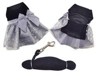 Black Velvet Grey Snowflake Harness Dress with Leash