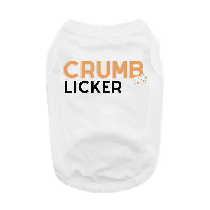 Crumb Licker All-Cotton Sleeveless Pet Shirt - White
