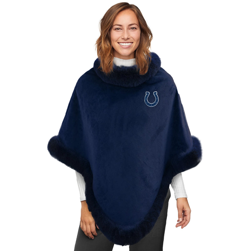 Indianapolis Colts Fur Trim Poncho