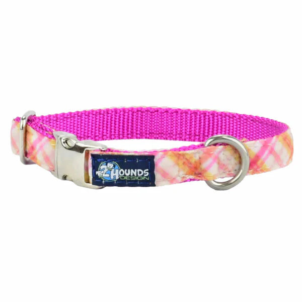 Pink Plaid Velvet Essential Martingale Dog Collar