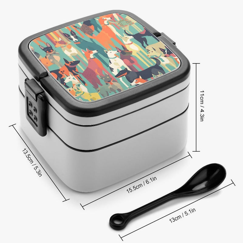 Dogs in Abstract Double-layer Lunch Box