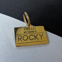 Hello My Name is Pet ID Tag - Gold