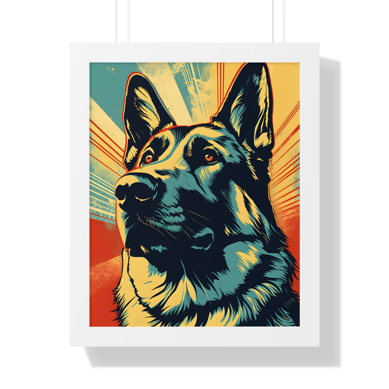 German Shepherd Pop-Art Retro Framed Print