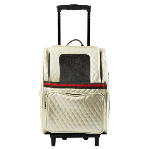 Rio Traveler Ivory Quilted Luxe with Stripe - Bag on Wheels