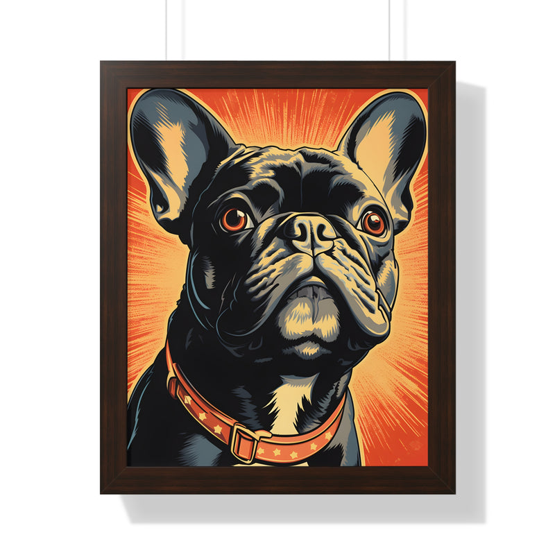 French Bulldog Pop-Art Retro Framed Print