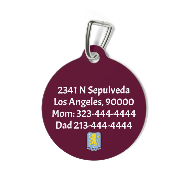 Aston Villa FC 24/25 Kit Inspired Personalized Pet Tag