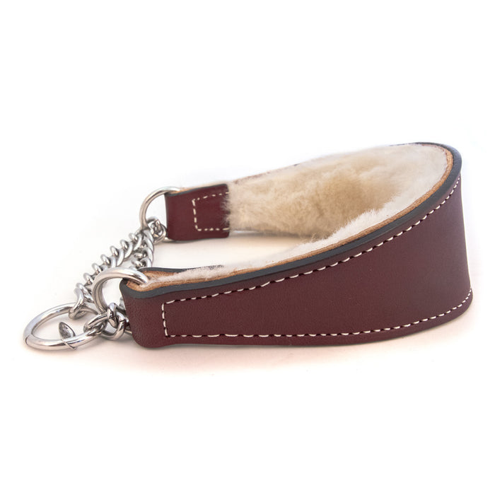 Martingale Shearling-Lined Burgundy Leather Collar