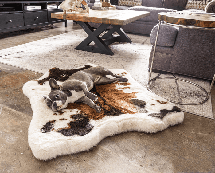 PupRug® Animal Print Memory Foam Dog Bed - Brown Faux Cowhide
