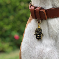 Hamsa Black Pet ID Tag - Gold