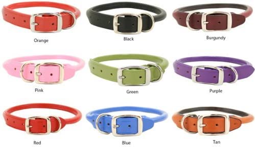 Rolled Premium Pink Leather Collars for Big Dogs
