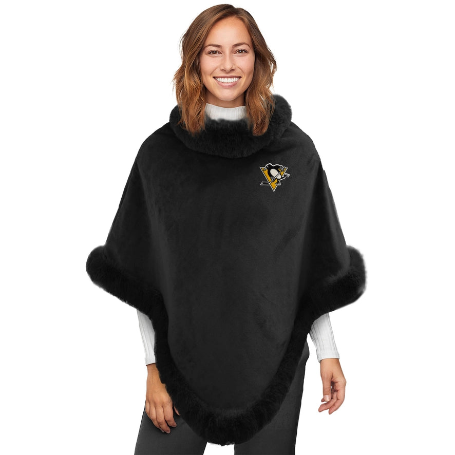 Pittsburgh Penguins Fur Trim Poncho