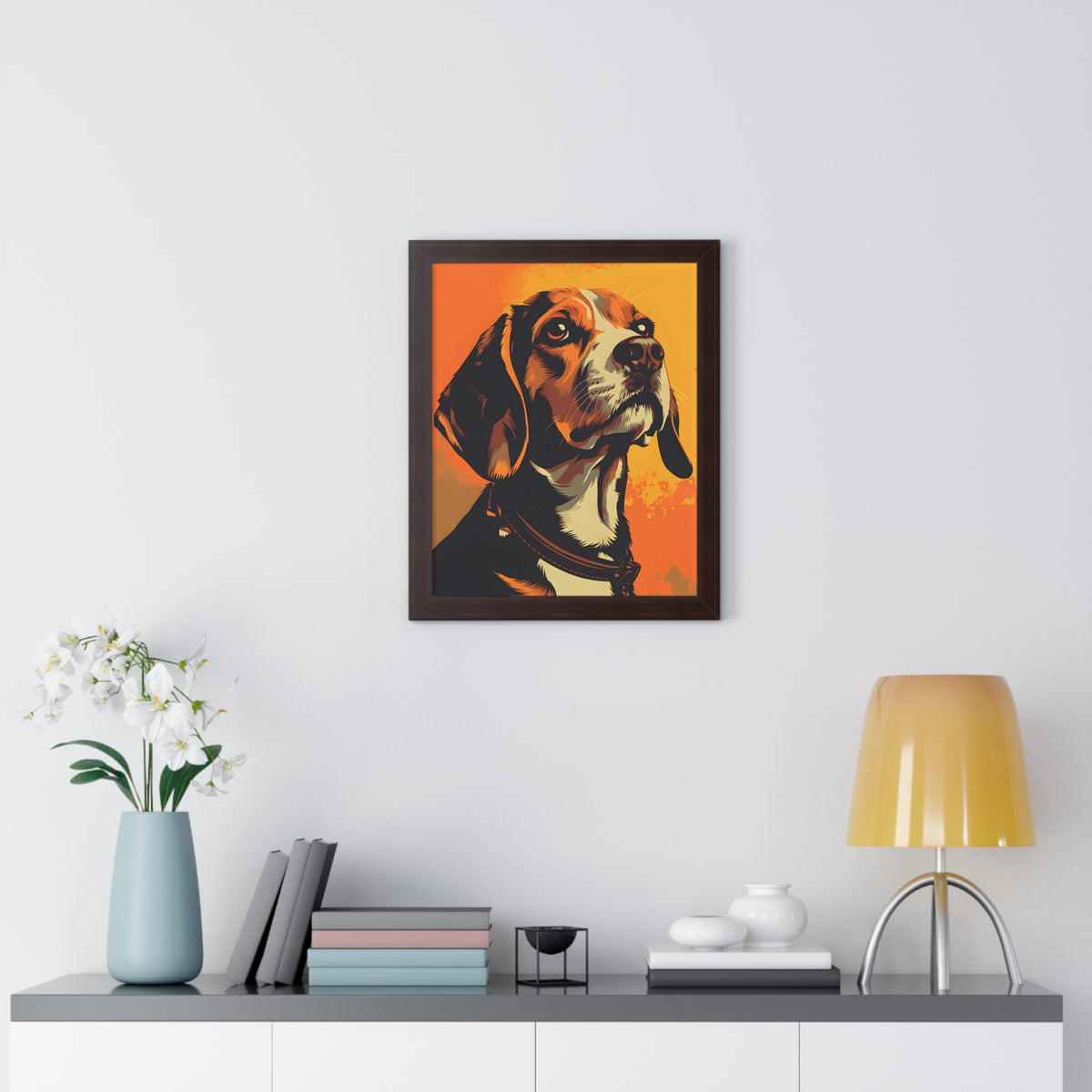 Beagle Pop-Art Retro Framed Print