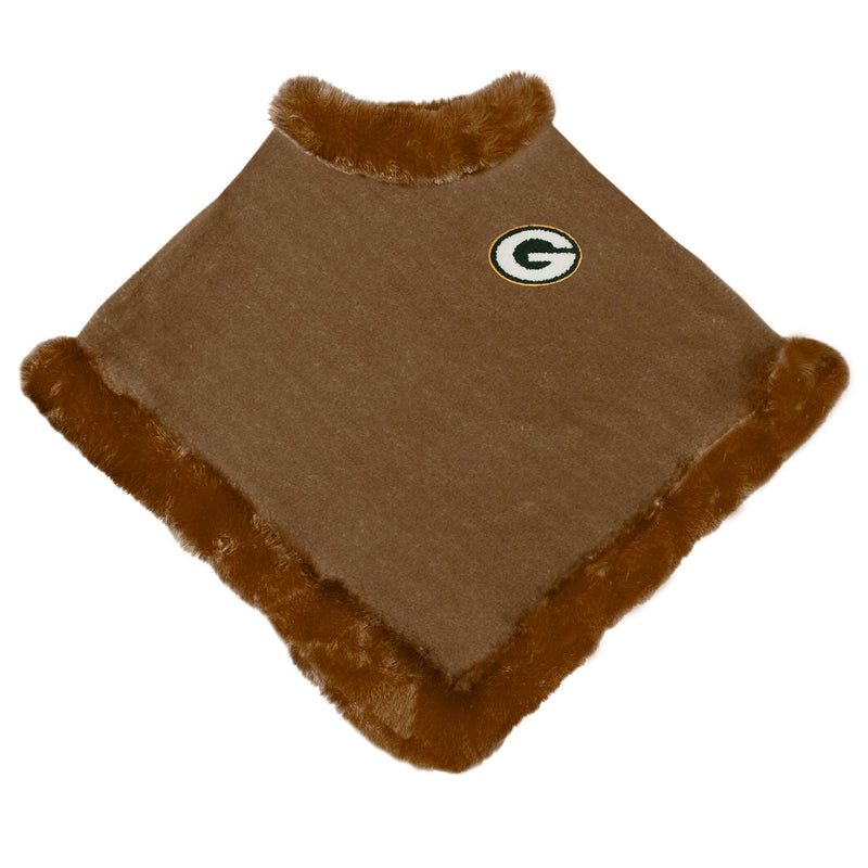 Green Bay Packers Fur Trim Poncho