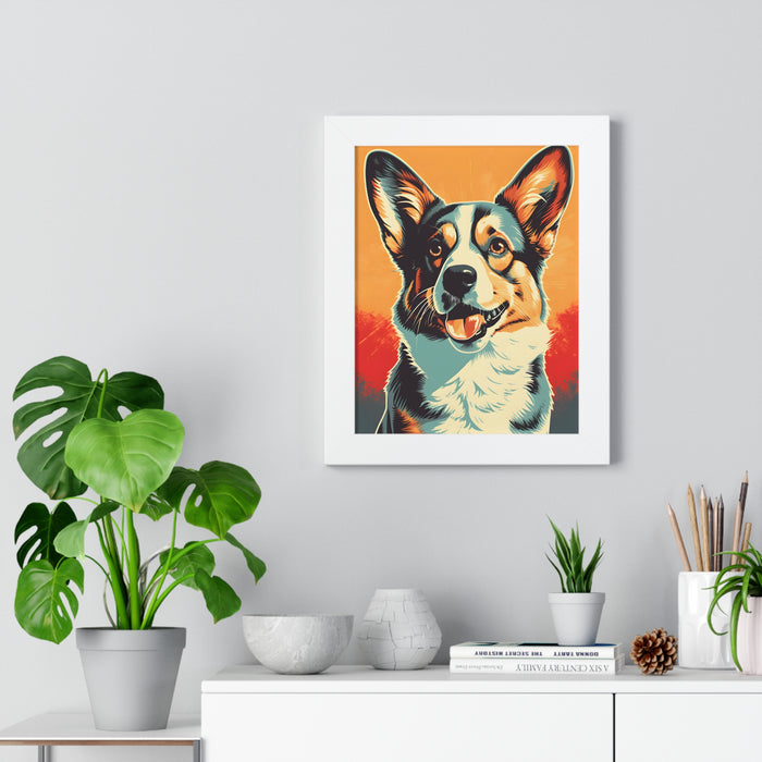 Welsh Corgi Pop-Art Retro Framed Print