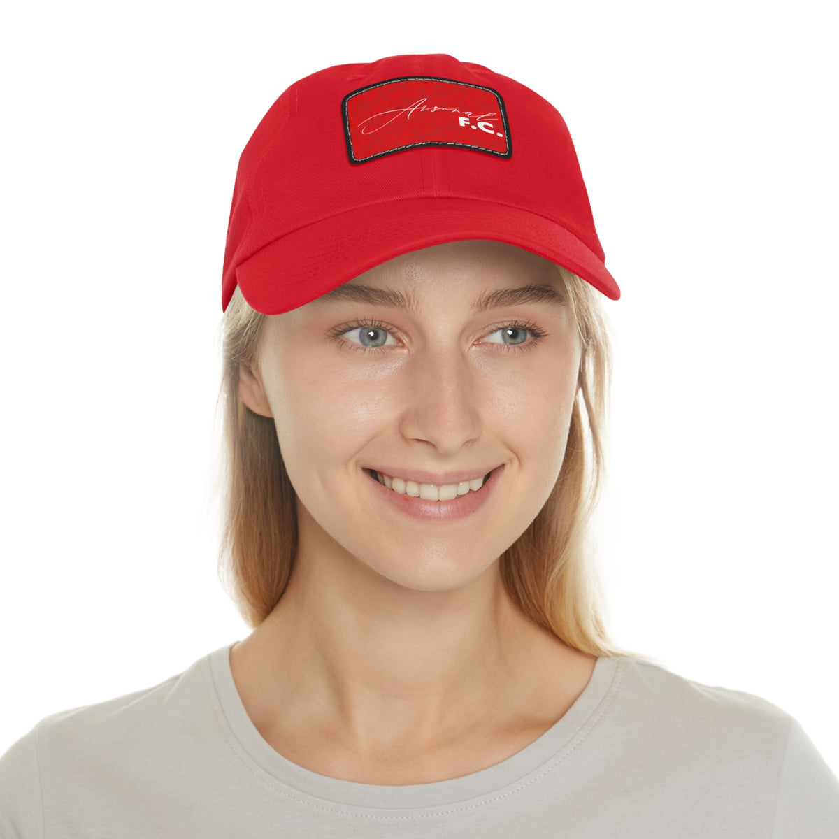 Arsenal FC 25/26 Home Kit-Inspired Leather Patch Baseball Hat