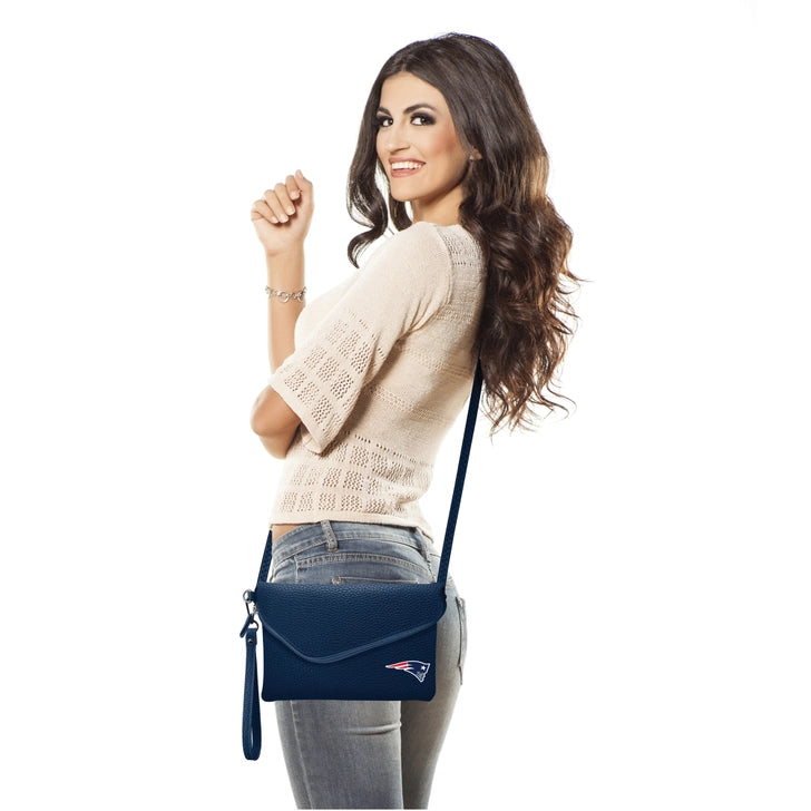 New England Patriots Fold-Over Crossbody Pebble Purse