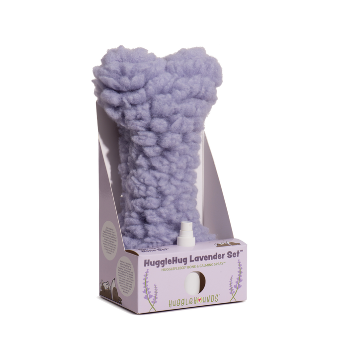 HuggleHug™ Lavender Bone & 2oz Calming Spray Dog Toy Set