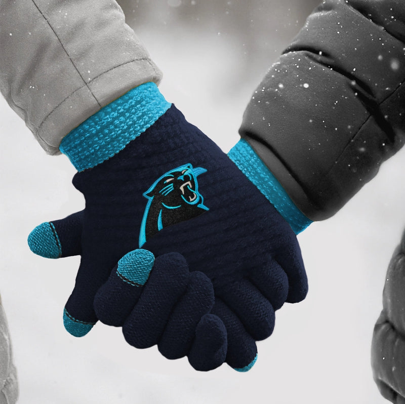 Carolina Panthers Waffle Knit Gloves