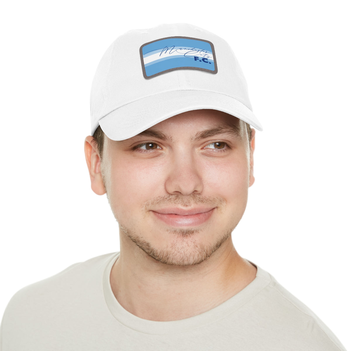 Manchester City FC 25/26 Home Kit-Inspired Leather Patch Baseball Hat