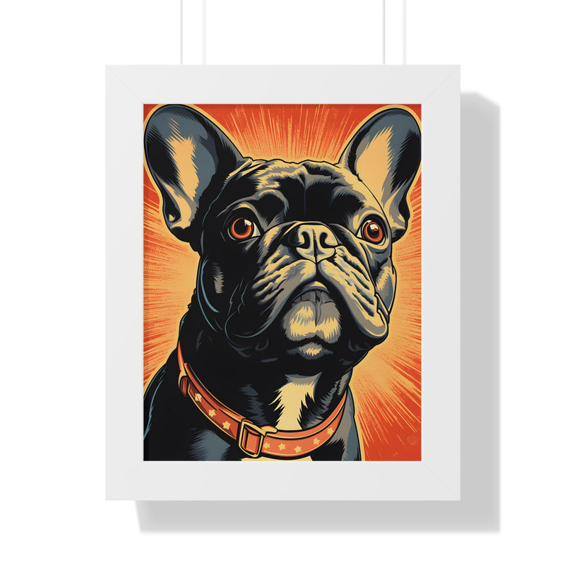 French Bulldog Pop-Art Retro Framed Print