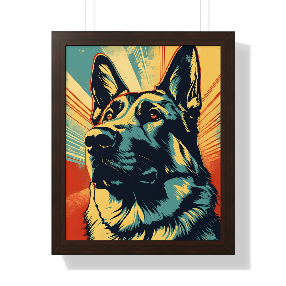 German Shepherd Pop-Art Retro Framed Print