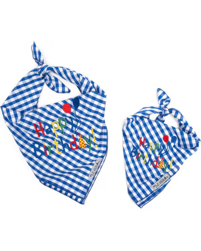 Blue Happy Birthday Tie-On Bandana