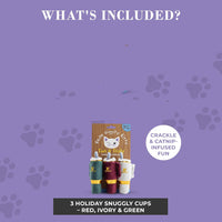 Holiday Snuggly Cups Cat Toy Set (Red, Ivory, Green)
