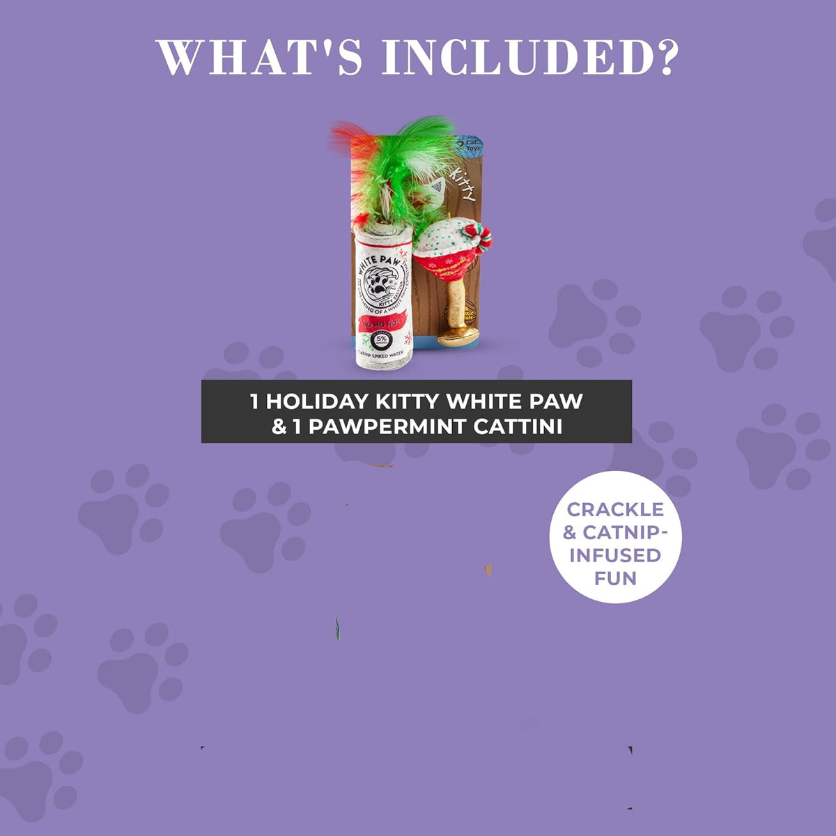 White Paw Kitty Seltzer & Pawpermint Cattini Cat Toy Set