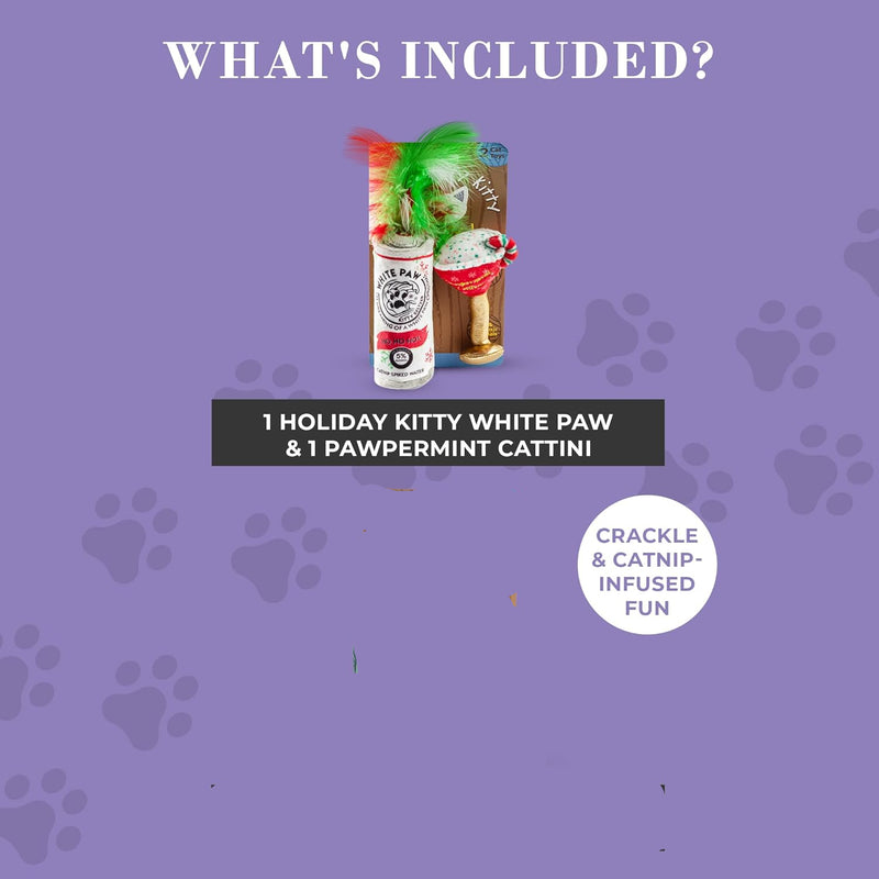 White Paw Kitty Seltzer & Pawpermint Cattini Cat Toy Set