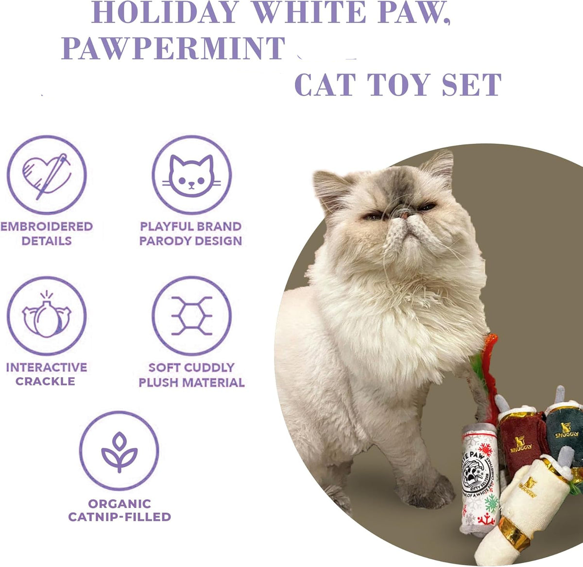 White Paw Kitty Seltzer & Pawpermint Cattini Cat Toy Set