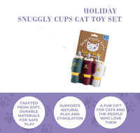 Holiday Snuggly Cups Cat Toy Set (Red, Ivory, Green)