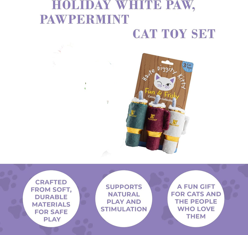 White Paw Kitty Seltzer & Pawpermint Cattini Cat Toy Set
