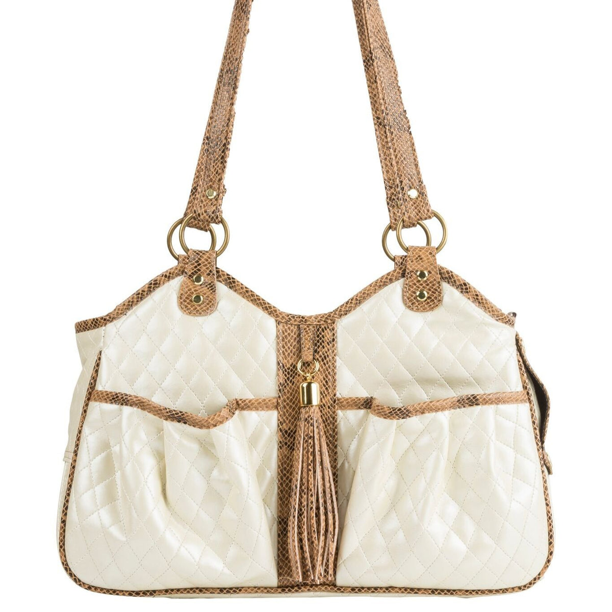 Metro Ivory Quilted Bag Carrier with Tassel