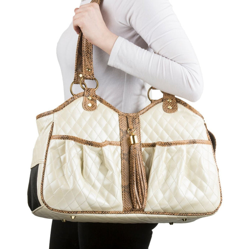 Metro Ivory Quilted Bag Carrier with Tassel