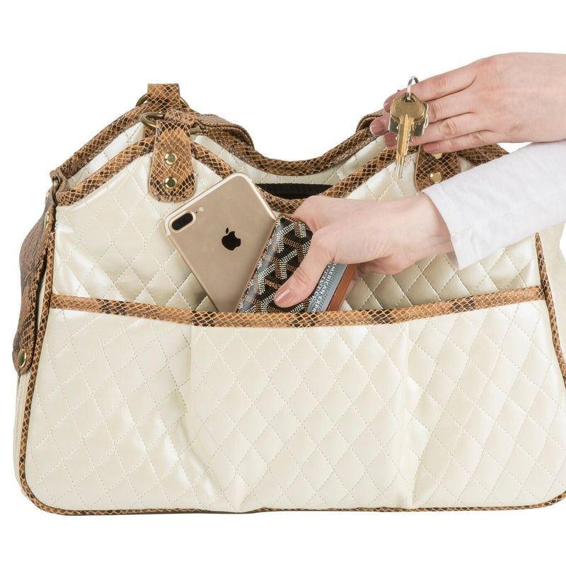 Metro Ivory Quilted Bag Carrier with Tassel