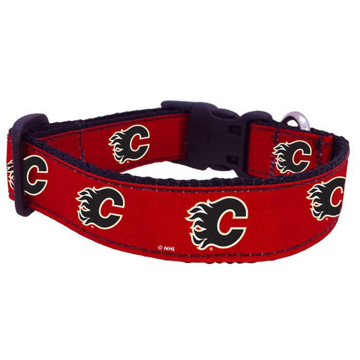 Calgary Flames Nylon Dog Collar and Leash