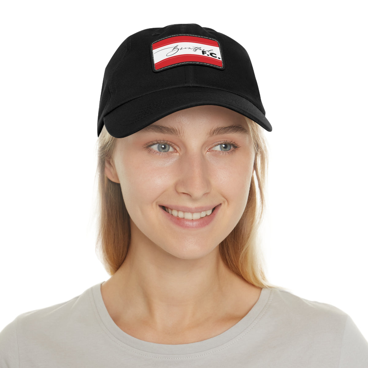 Brentford FC 25/26 Home Kit-Inspired Leather Patch Baseball Hat