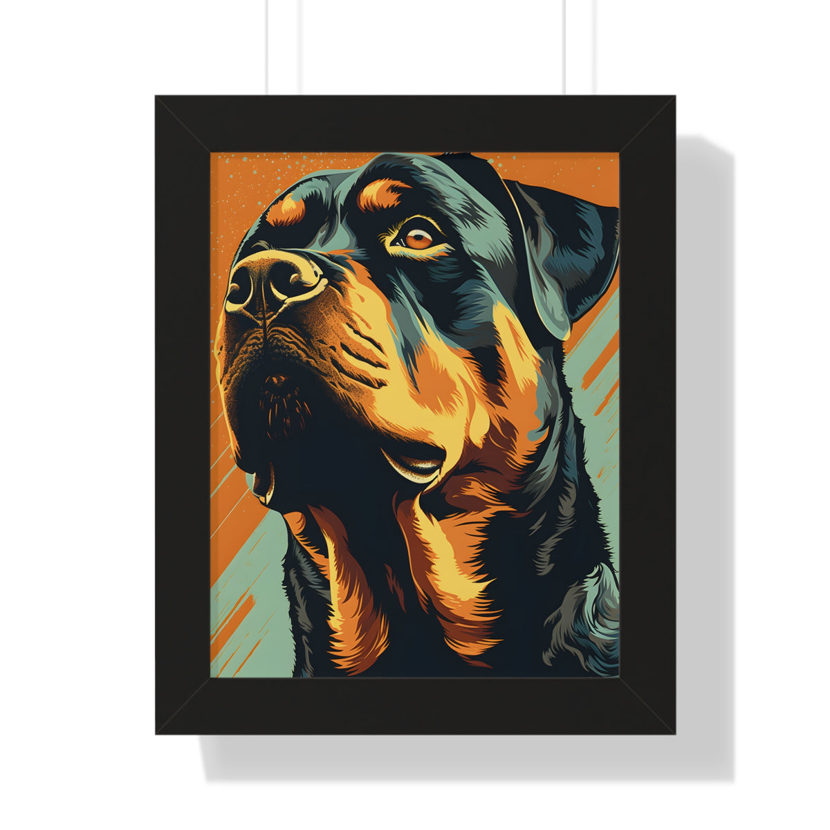 Rottweiler Pop-Art Retro Framed Print
