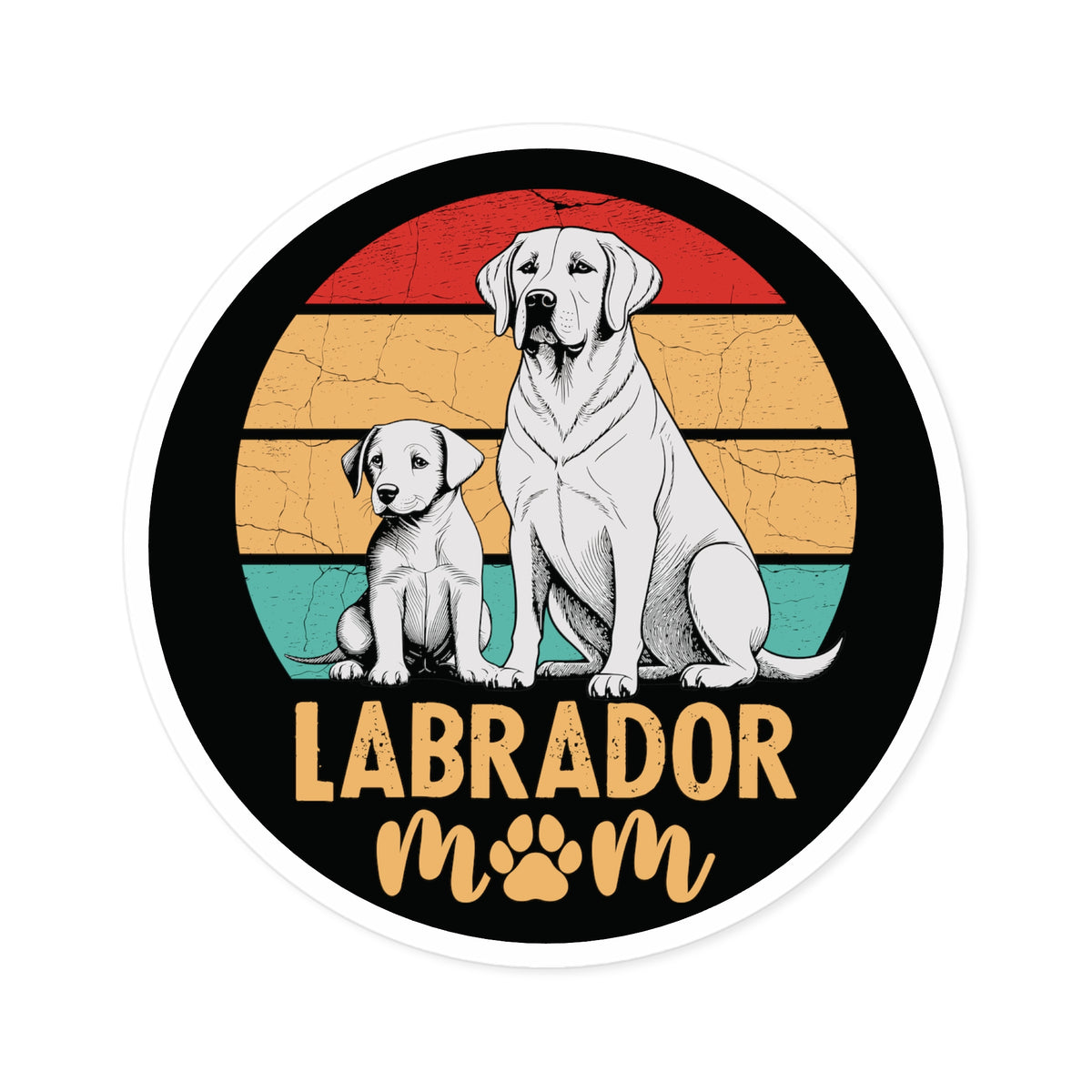 Labrador Retriever Mom Retro 4" Round Stickers, Indoor\Outdoor