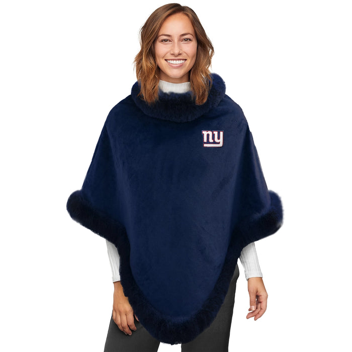 New York Giants Fur Trim Poncho