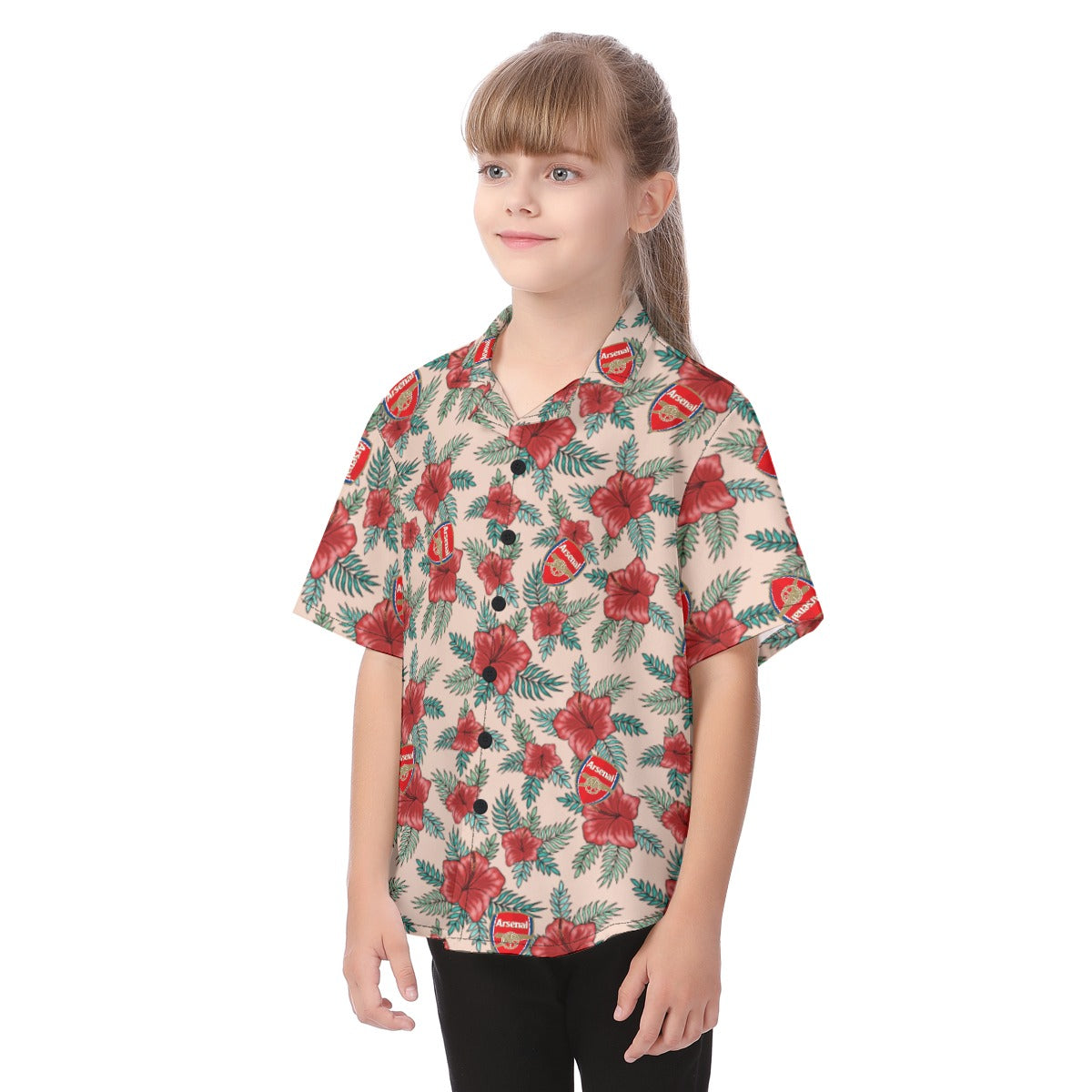 Arsenal FC 25/26 Team-Inspired Kids Cotton-Blend Hawaiian Shirt