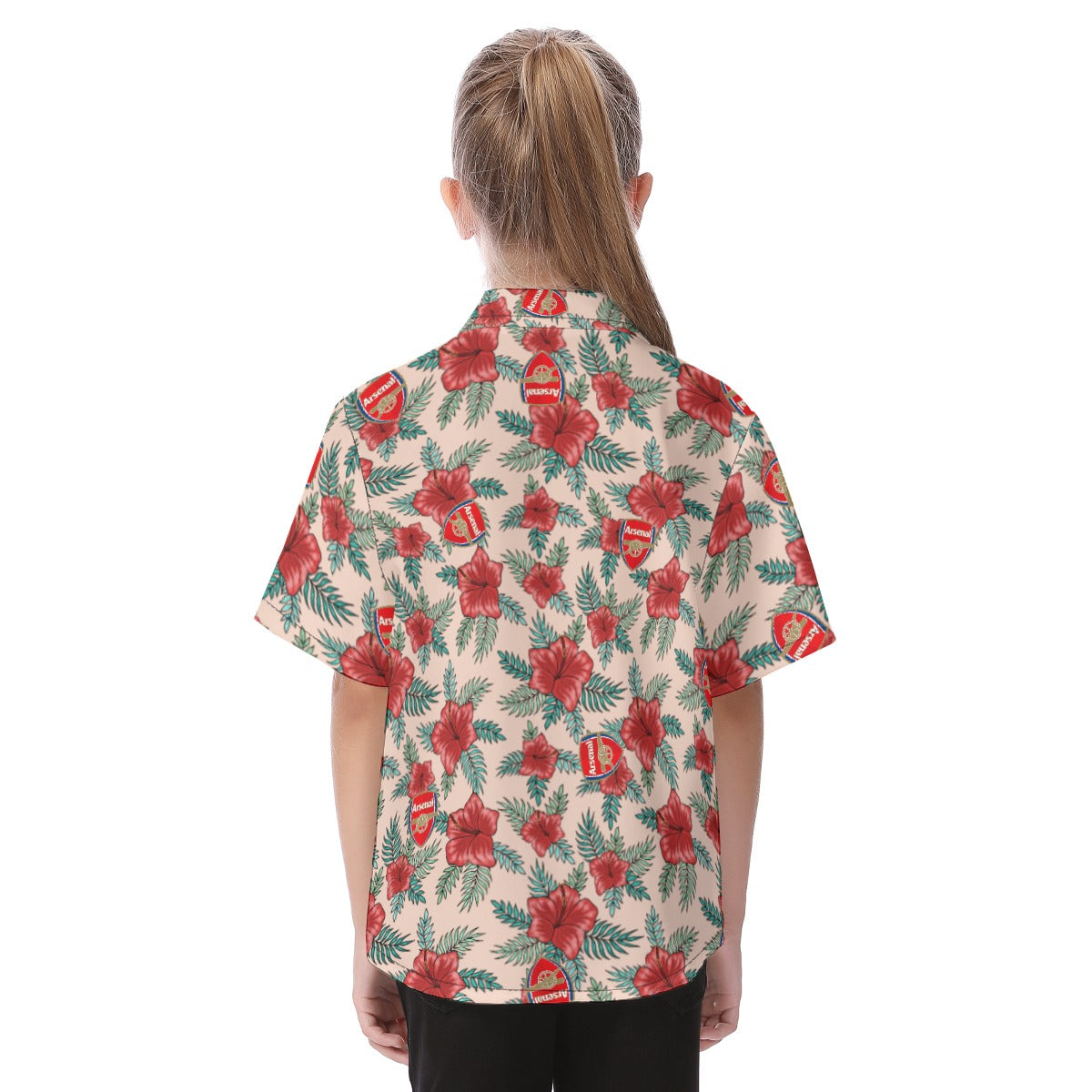 Arsenal FC 25/26 Team-Inspired Kids Cotton-Blend Hawaiian Shirt