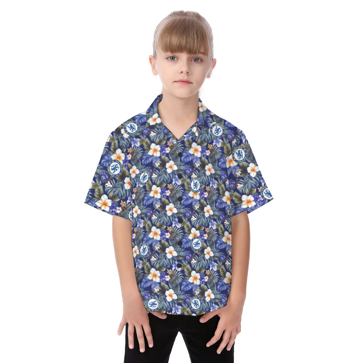 Chelsea FC 25/26 Team-Inspired Kids Cotton-Blend Hawaiian Shirt