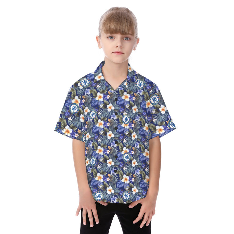 Chelsea FC 25/26 Team-Inspired Kids Cotton-Blend Hawaiian Shirt