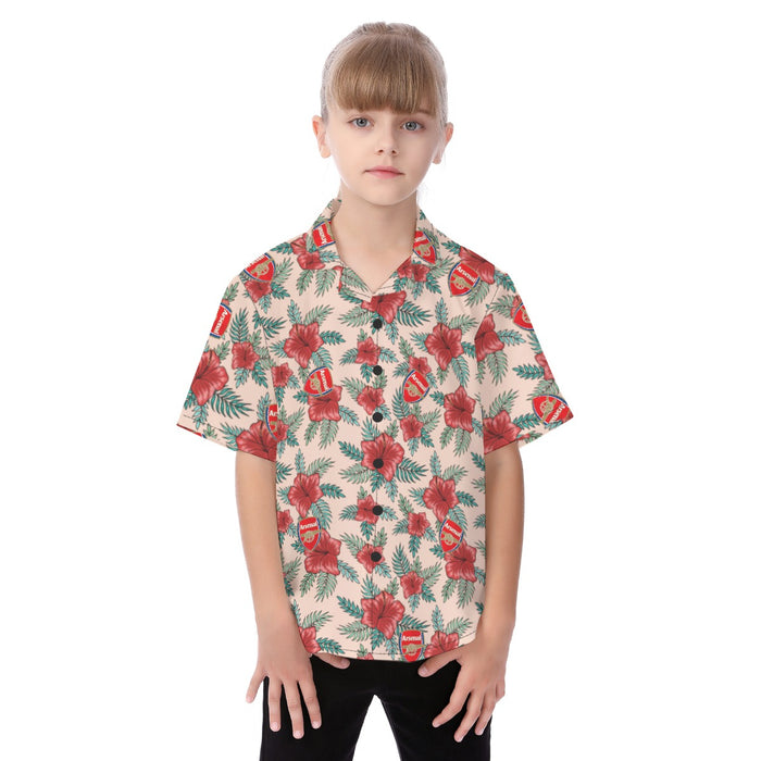 Arsenal FC 25/26 Team-Inspired Kids Cotton-Blend Hawaiian Shirt