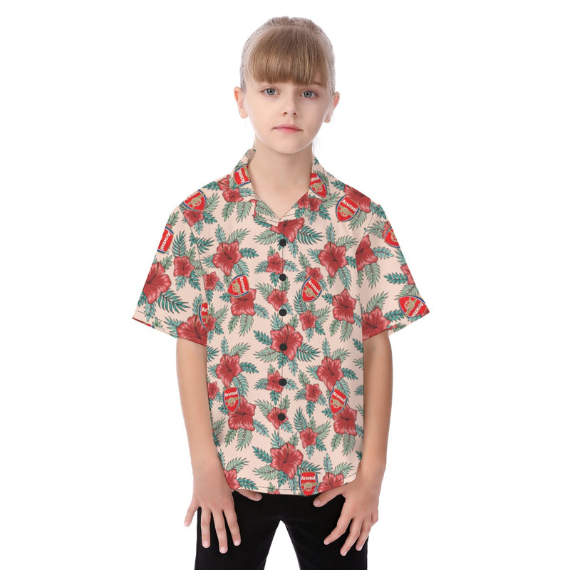 Arsenal FC 25/26 Team-Inspired Kids Cotton-Blend Hawaiian Shirt