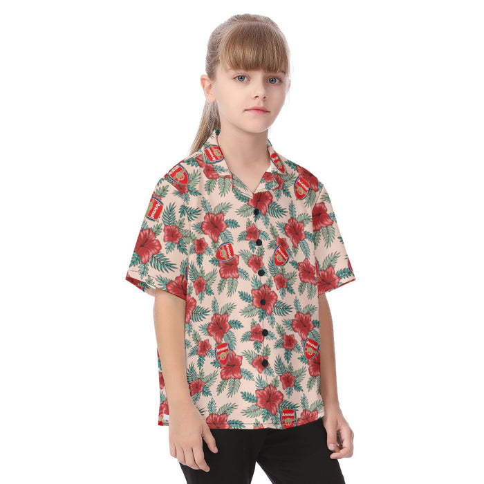 Arsenal FC 25/26 Team-Inspired Kids Cotton-Blend Hawaiian Shirt