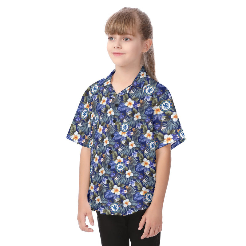 Chelsea FC 25/26 Team-Inspired Kids Cotton-Blend Hawaiian Shirt